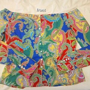 Colorful Paisley Off-Shoulder Blouse